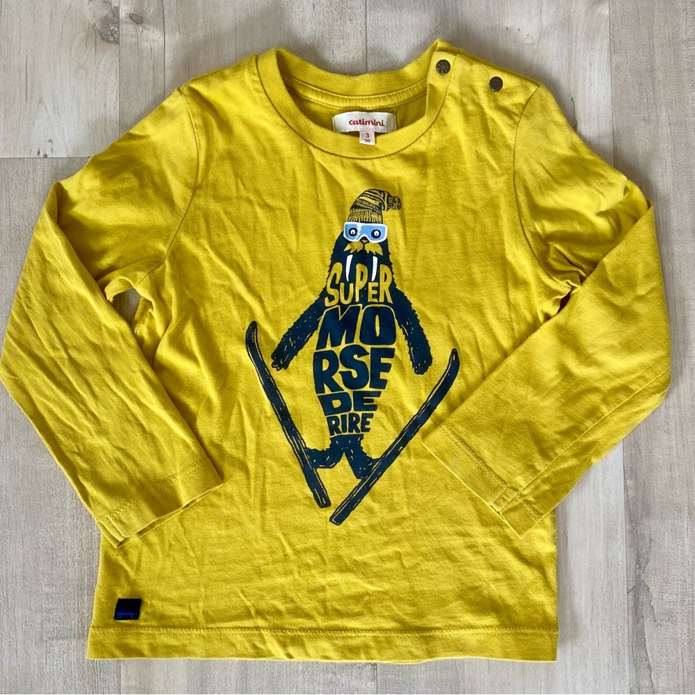 Catimini Bright Yellow Penguin Long Sleeve Tee